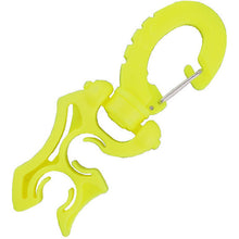 Load image into Gallery viewer, Hose Mate Scuba Hose &amp; Gauge Retaining Clip Black With swivel, for secure attachment of gauge &amp; octopus to B.C.D. Or harness yellow
